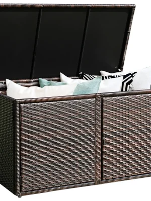 GOFLAME Outdoor PE Wicker Storage Box 330L Garden Patio Storage Container