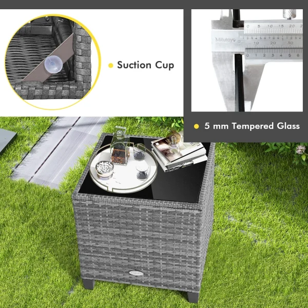 3 Piece Patio Rattan Sofa Sets - Outdoor Wicker Conversation Set-White