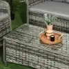 Outsunny 4 Pieces Outdoor Rattan Garden Furniture with Cushions & Glass-Top Table