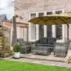 Outsunny 4 Pieces Outdoor Rattan Garden Furniture with Cushions & Glass-Top Table