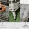 Outsunny 4 Pieces Outdoor Rattan Garden Furniture with Cushions & Glass-Top Table