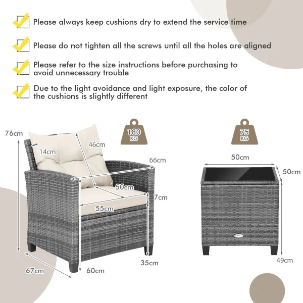 3 Piece Patio Furniture Set