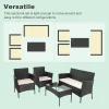 Rattan Garden Furniture Set, 4 piece Rattan furniture sofa Weaving Wicker includes 2 Armchairs,1 Double seat Sofa and 1 table