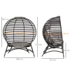 Outsunny Egg Chair with Soft Cushion, Steel Frame and Side Pocket, Garden Basket Chair for Indoor, Outdoor, Brown