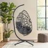 Woven Outdoor Hanging Egg Chair with Stand and Cushion