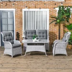 Rattan Table & Chairs 4 Seater