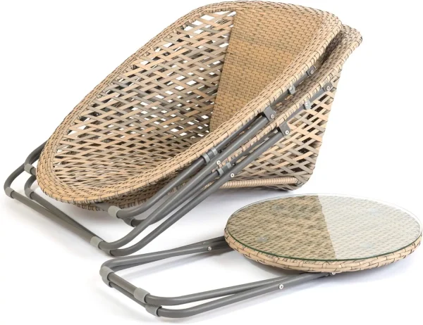 Faux Rattan Bistro Set - Conservatory Garden Patio and Decking Furniture Chairs and Glass Top Table Set