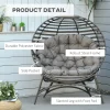Outsunny Egg Chair with Soft Cushion, Steel Frame and Side Pocket, Garden Basket Chair for Indoor, Outdoor, Brown