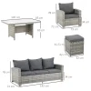 Outsunny 6 Piece Rattan Garden Furniture Set