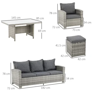 Outsunny 6 Piece Rattan Garden Furniture Set