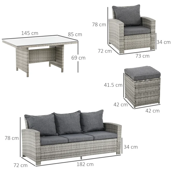Outsunny 6 Piece Rattan Garden Furniture Set