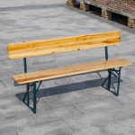 2 Outdoor Folding Bench Seat - Wooden Garden Bench