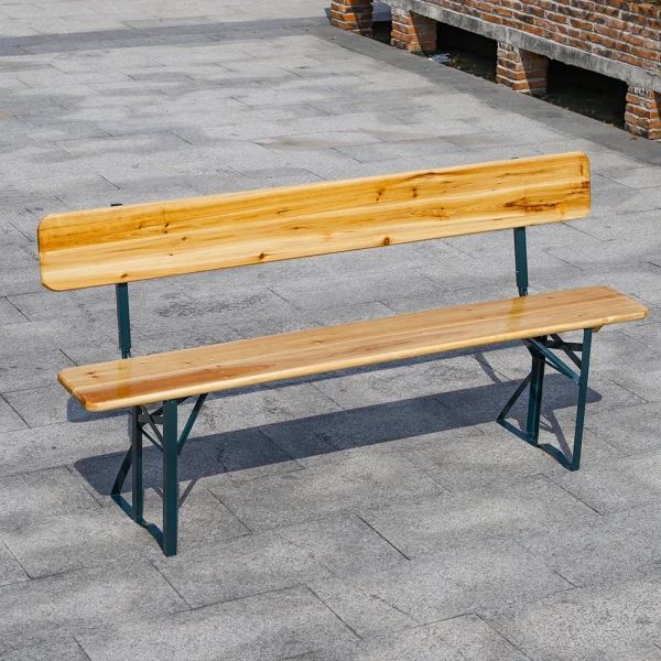 2 Outdoor Folding Bench Seat - Wooden Garden Bench