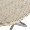 Faux Rattan Bistro Set - Conservatory Garden Patio and Decking Furniture Chairs and Glass Top Table Set