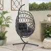 Woven Outdoor Hanging Egg Chair with Stand and Cushion