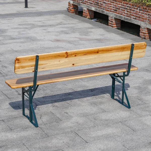2 Outdoor Folding Bench Seat - Wooden Garden Bench