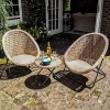 Faux Rattan Bistro Set - Conservatory Garden Patio and Decking Furniture Chairs and Glass Top Table Set