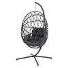 Woven Outdoor Hanging Egg Chair with Stand and Cushion