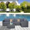 Outsunny Outdoor Corner Sofa Set - 4 Pieces Rattan Garden Furniture Set