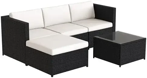 Outdoor Corner Sofa Set: Rattan Garden Furniture for Outdoor Backyard Garden
