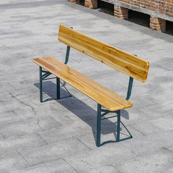 2 Outdoor Folding Bench Seat - Wooden Garden Bench