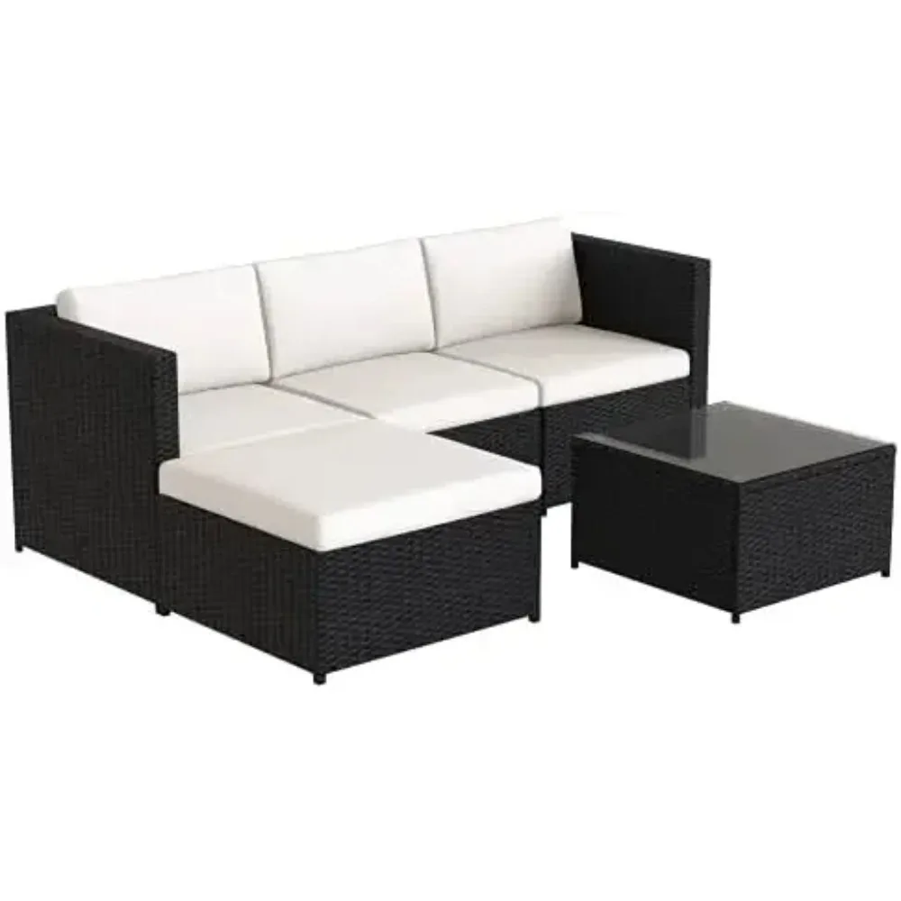 Outdoor Corner Sofa Set: Rattan Garden Furniture for Outdoor Backyard Garden