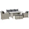 Outsunny 6 Piece Rattan Garden Furniture Set - Stylish & Durable 6-Seater Dining Set