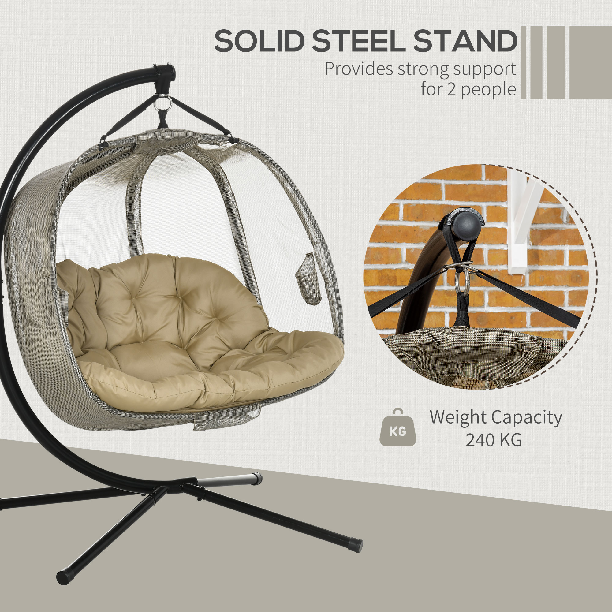Double Hanging Egg Chair 2 Seater Swing Hammock